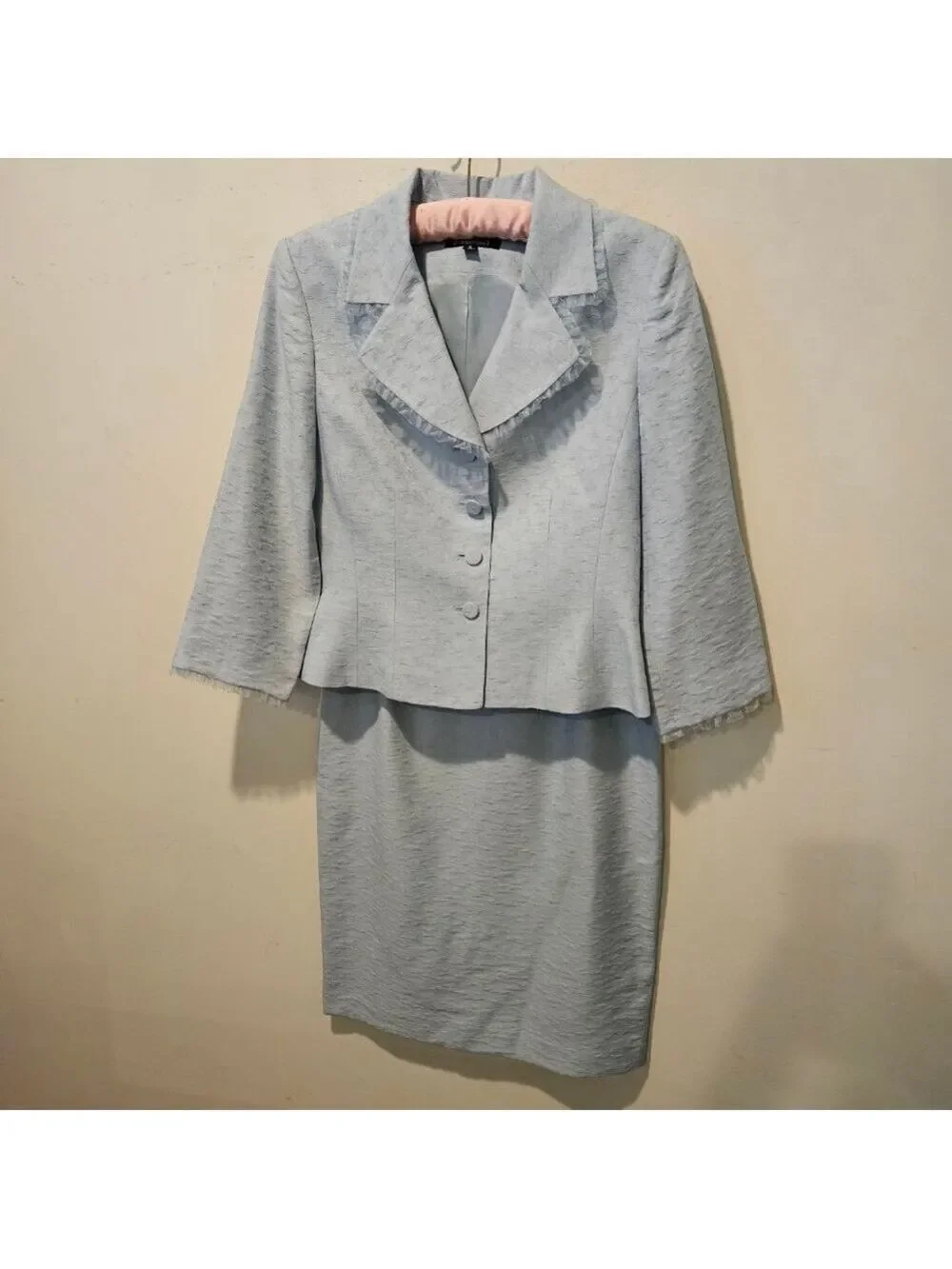 Women's b.bennett Vintage 90s Light Blue Skirt Suit Size 8